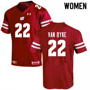 Women's Wisconsin Badgers NCAA #22 Jack Van Dyke Red Authentic Under Armour Stitched College Football Jersey IH31G53MA